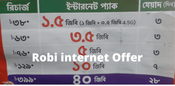 Robi Internet Package Monthly 30 days