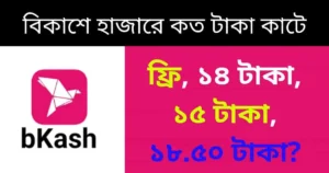 বিকাশে হাজারে কত টাকা কাটে