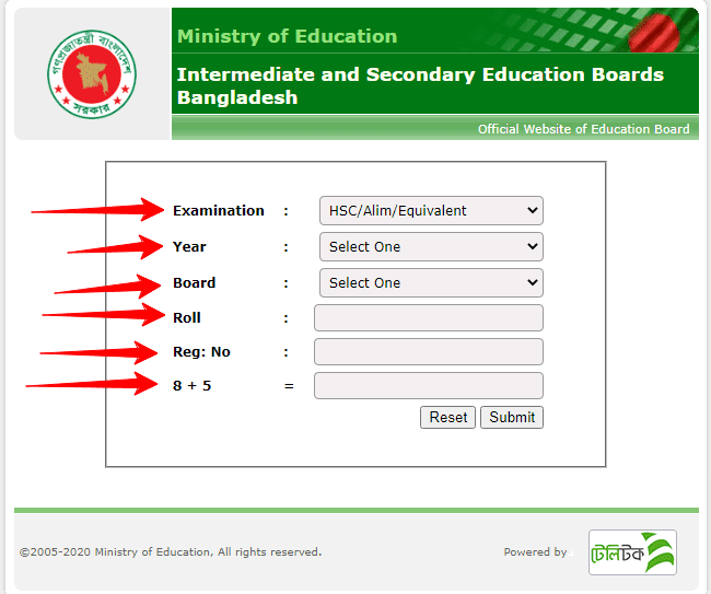 www.educationboard.gov.bd ssc result 2023 Board short code name