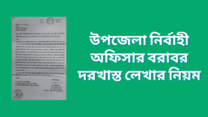 উপজেলা নির্বাহী অফিসার বরাবর দরখাস্ত লেখার নিয়ম