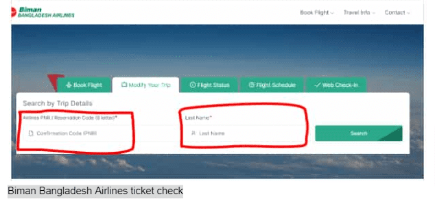 Biman Bangladesh Airlines ticket check