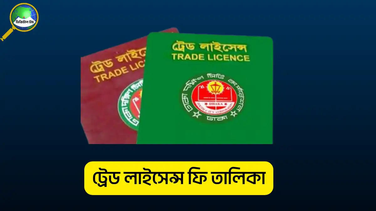 ট্রেড লাইসেন্স ফি তালিকা