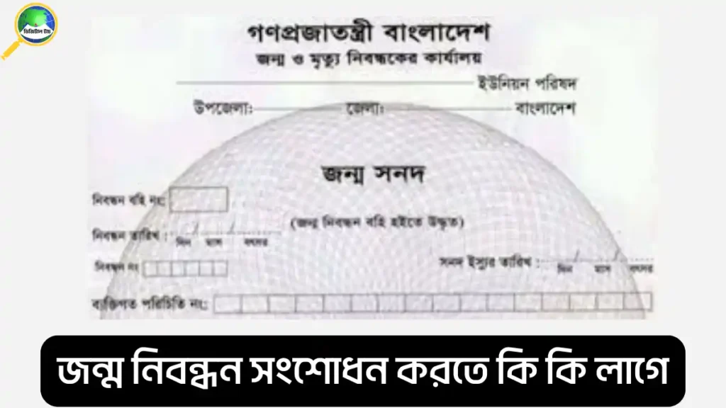 জন্ম নিবন্ধন সংশোধন করতে কি কি লাগে