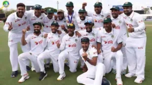 অস্ট্রেলিয়ার বিপক্ষে ঐতিহাসিক টেস্ট জয়ের পর বাংলাদেশের ক্রিকেটারদের উদযাপন