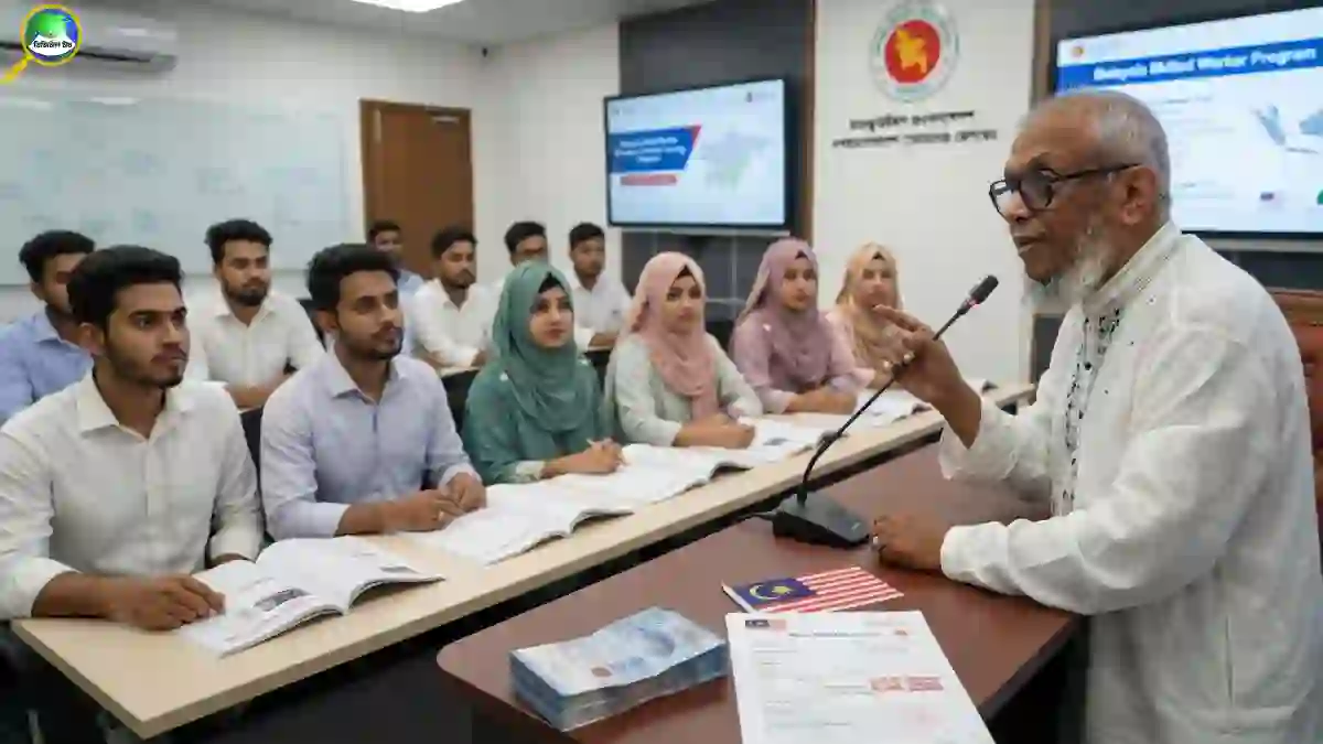 বিনা খরচে মালয়েশিয়ায় কর্মী পাঠানোর সরকারি উদ্যোগ নিয়ে বাংলাদেশি কর্মীদের প্রশিক্ষণ কার্যক্রম