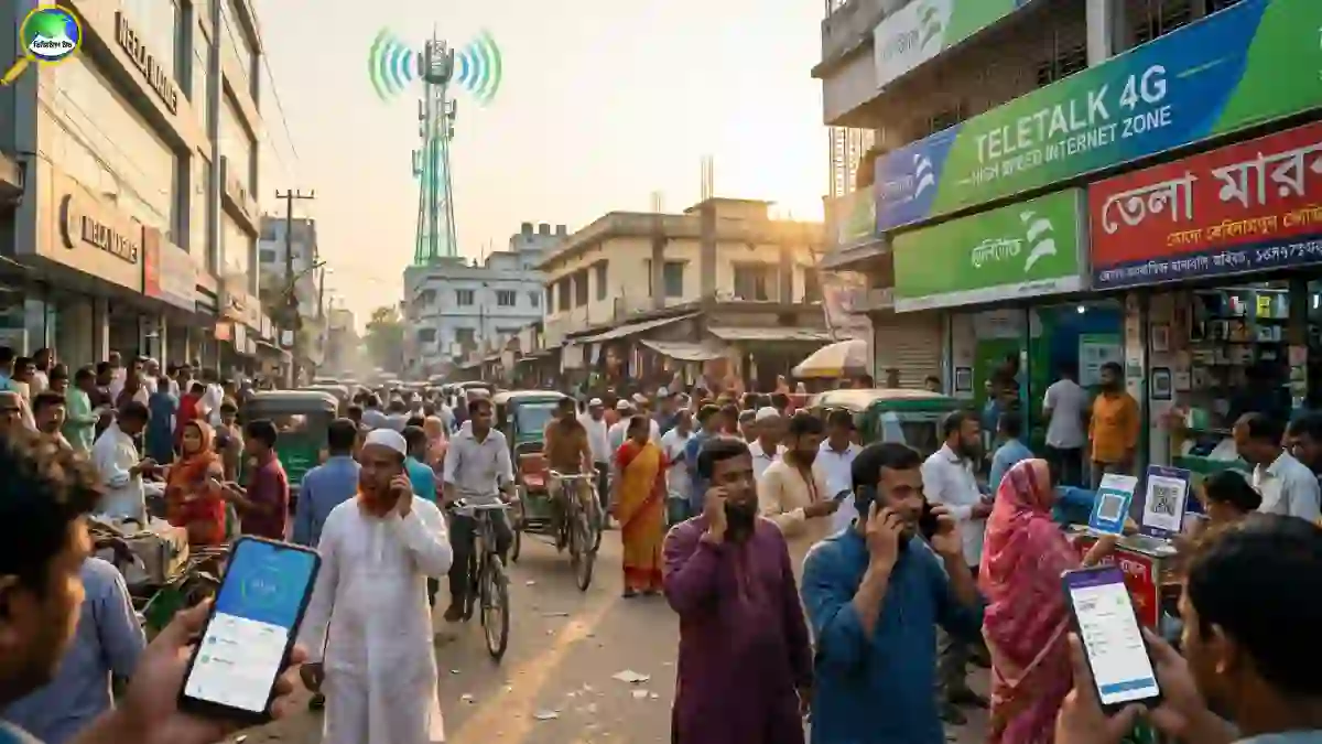 নীলা মার্কেট এলাকায় টেলিটকের শক্তিশালী ৪জি নেটওয়ার্ক সেবা